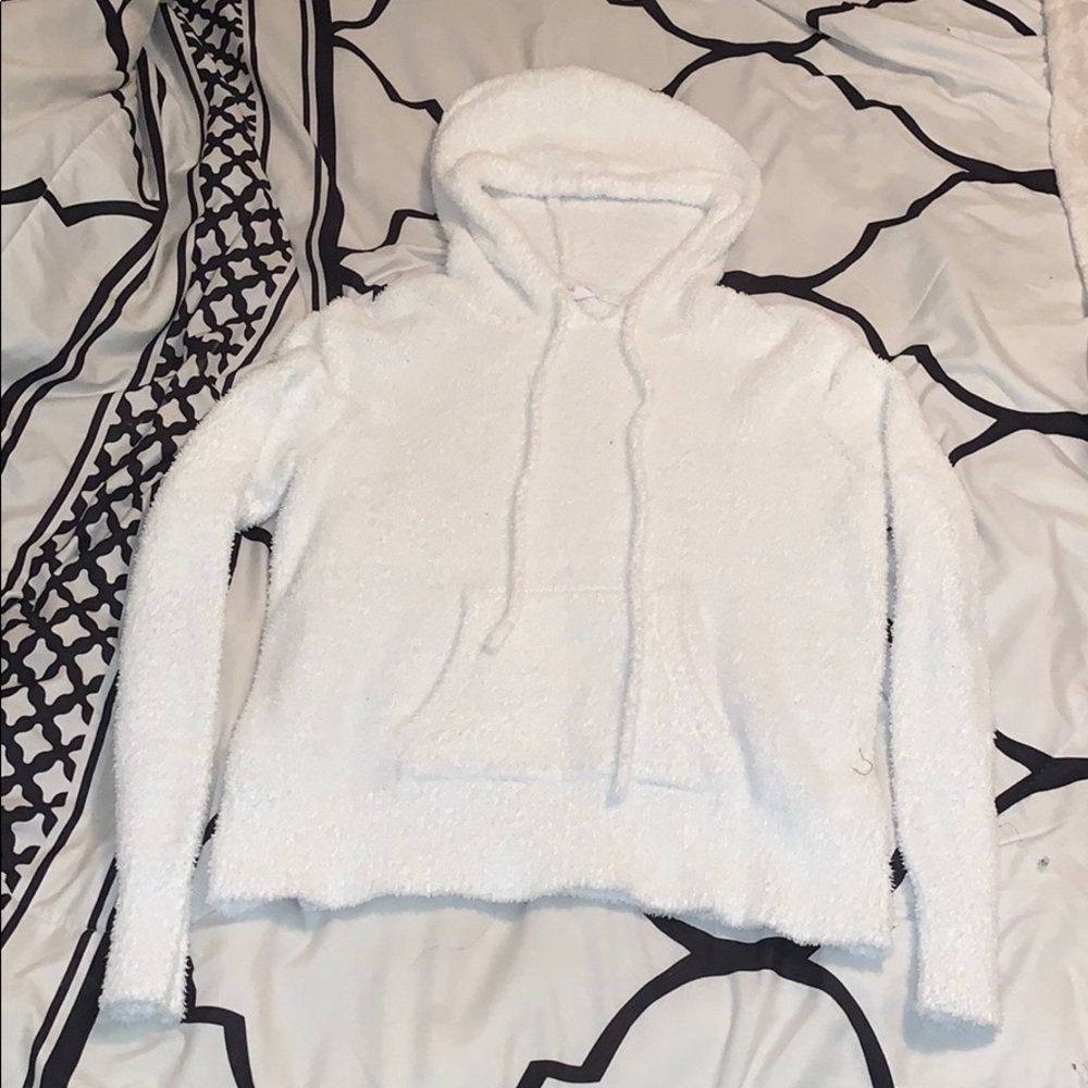 Hooded Cropped White Sweater
